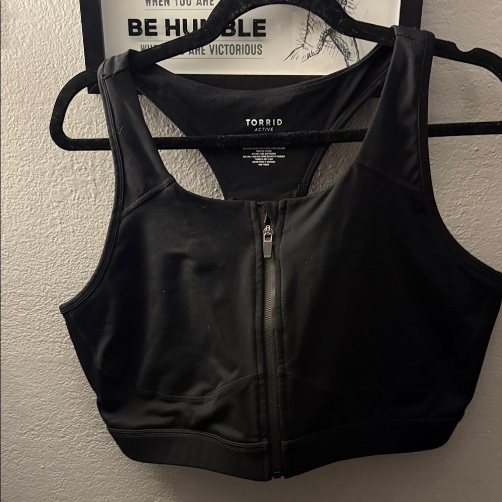 Torrid Black Zip-Front Sports Bra